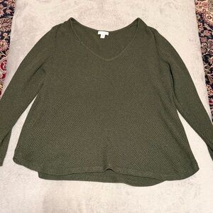 J-Jill Textured Green Knit V-neck Sweater Petite Large
